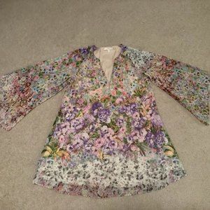 Floral LAVENDER BROWN Dress (SZ M)